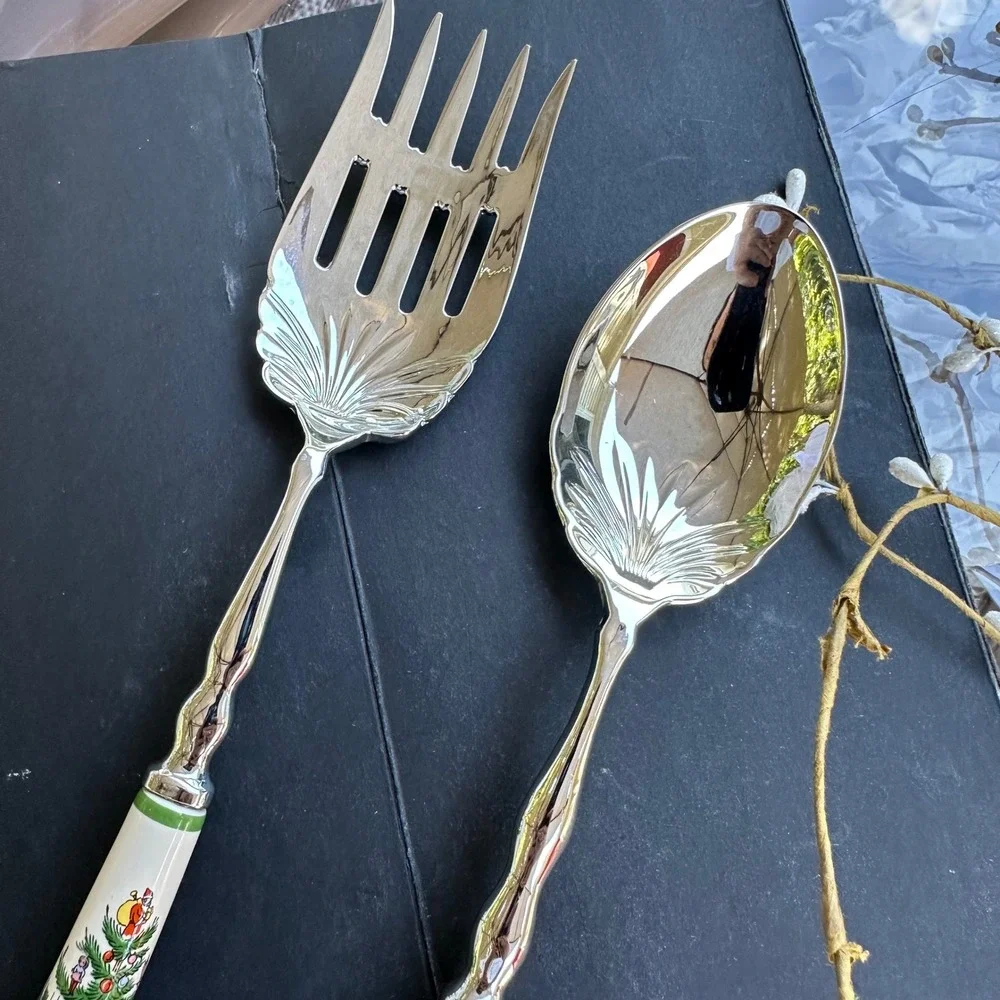 Spode Christmas Tree Cutlery - Serving Utensils Stainless Steel 2 Pc